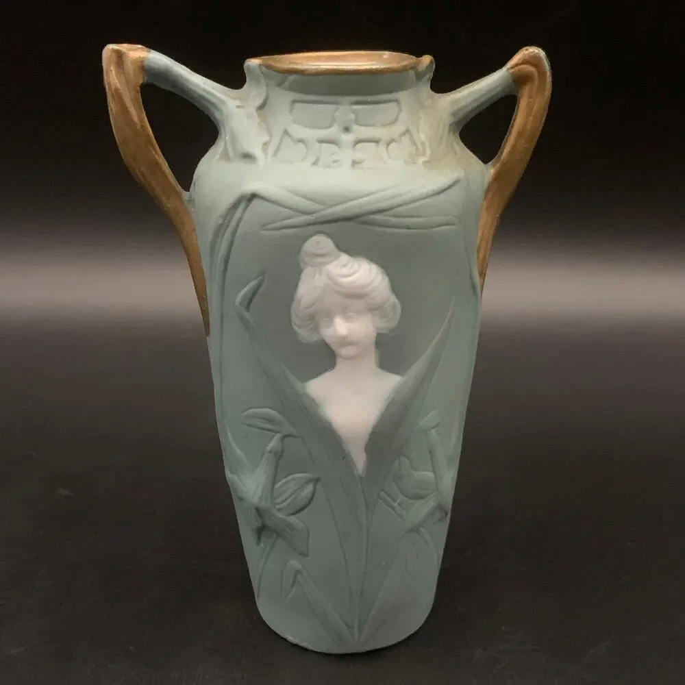 1910’s Schafer & Vater German Art Nouveau Jasperware Bisque Porcelain Bud Vase